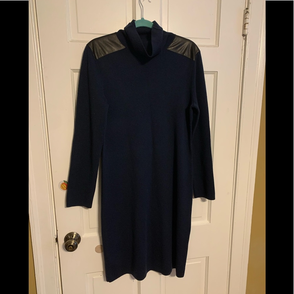 Kate spade sweater navy dress with faux leather